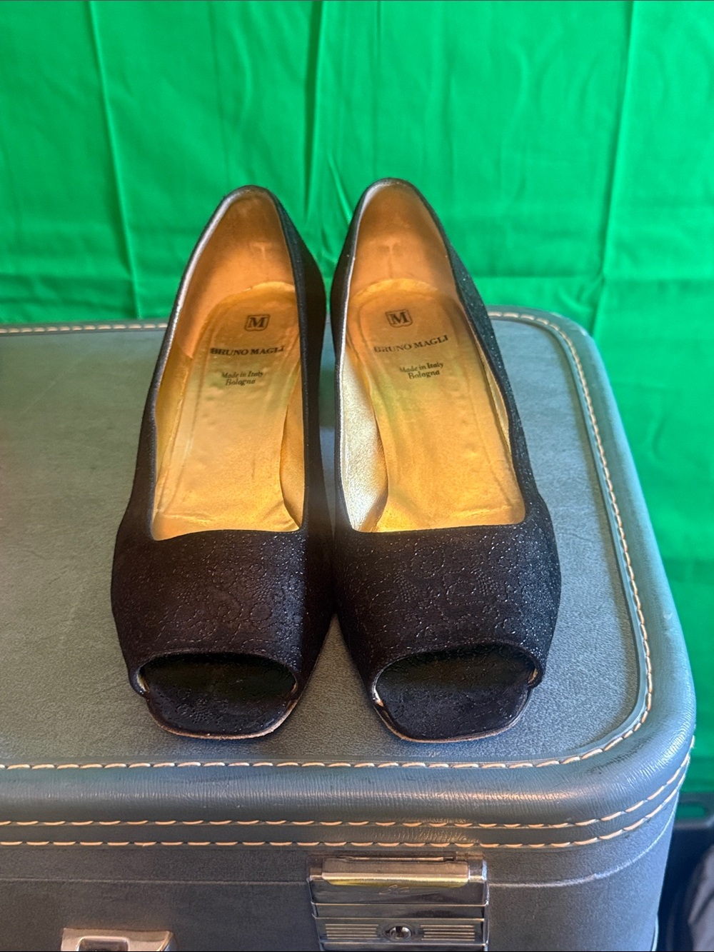 Bruno Magli Black Open-Toe Heels
